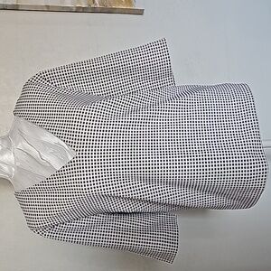 Ann Taylor Black and White V-Neck Dot Print Blouse